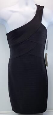 F2) Guess Los Angeles Single One-Shoulder Strap Black Minidress Size 4